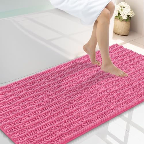 Smiry Bathroom Rugs 47X24, Extra Soft Rubber Backing Chenille Bath Mats by Smiry