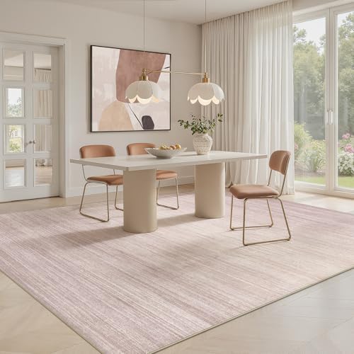 UERMEI 8x10 Washable Area Rug - Neutral Modern Abstract Living Room Rugs, Non-Slip Soft Large Indoor Floor Carpet for Bedroom Home Office & Under Dining Table Decor, Soft Pink - Image 4