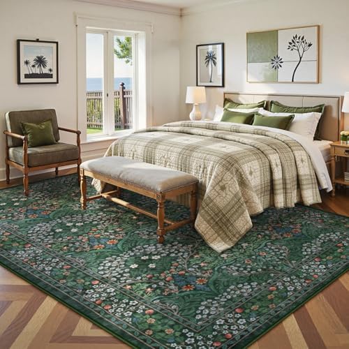 Lahome Floral 9x12 Area Rugs for Living Room, Soft Bedroom Washable Rugs - Image 4