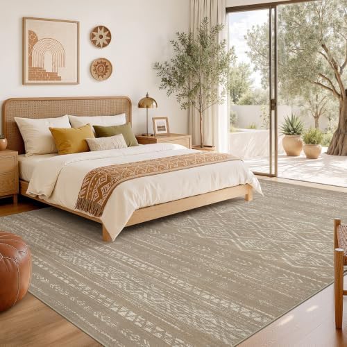 Nakagishi Boho 10x12 Area Rug Living Room Rugs Machine Washable Dark Brown - Image 6