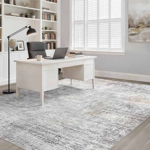 LOONGRUG 9x12 Area Rug Washable Neutral Modern Living Room Rug Gray Beige - Image 7
