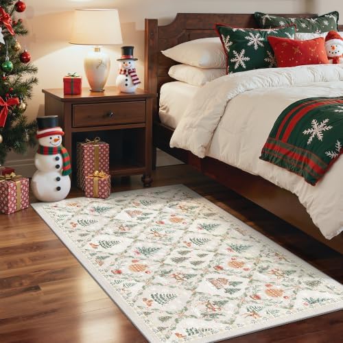 Madane Christmas Area Rug 2x3, Grey Entryway Xmas Carpet Holiday Decor - Image 3