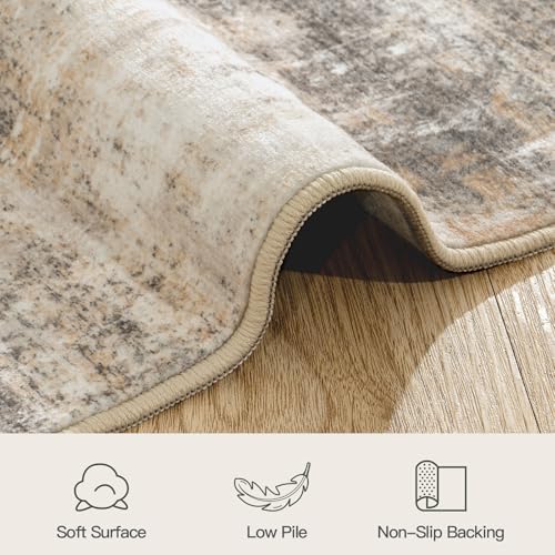 4ft Area Rug for Living Room, Abstract Washable Non-Slip Large Rugs, Gold - Image 7