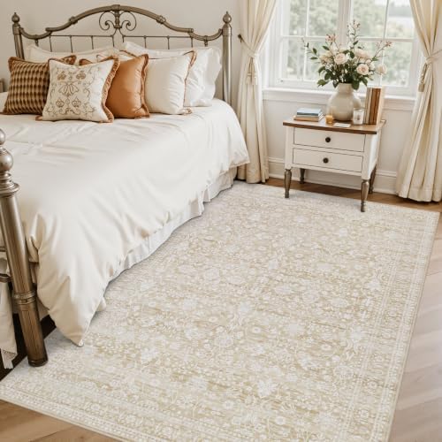 Washable Area Rugs 2x4: Living Room Bedroom Carpet Natural Beige - Image 2