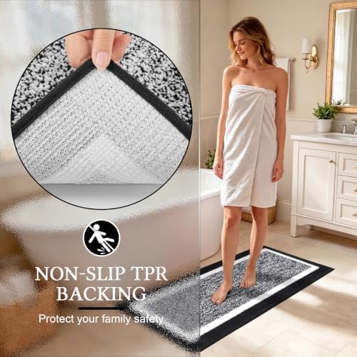Pauwer Bathroom Rugs Sets 2 Piece, Non Slip Washable Bath Mat, Black - Image 5