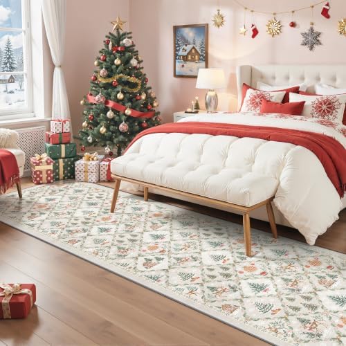 Madane Christmas Hallway Runner Rug 2x8, Soft Washable Grey Kitchen Rugs - Image 3