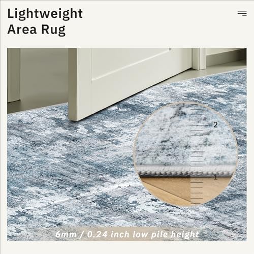 Soalmost 2x4 Abstract Washable Rugs for Entry, Kitchen Area Rug Blue/Grey - Image 7