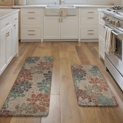 GENIMO Anti Fatigue Kitchen Mats for Floor 2PCS, Standing Rugs, Brick Red - Image 6