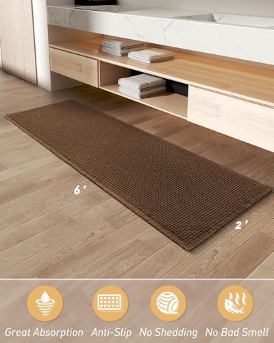 Upgraded Waffle Bath Mat Runner Absorbent Non Slip Bathroom Mat, 2' x 6' - Image 6