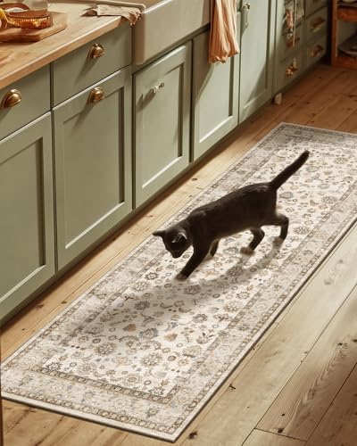 Washable Runners for Hallways Kitchen Rug: 2'6"x8' Kitchen Runner Stain Resistant Non Slip Low Pile Soft Carpet Runners for Hallways Bedroom Entryway Indoor Beside Bathroom Laundry Room by palohom