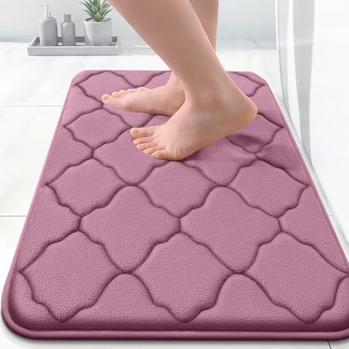 OLANLY Memory Foam Bath Mat Rug 24x16, Ultra Soft Bathroom Rugs, Mauve by OLANLY