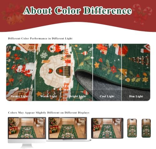 Christmas 2x3 Entryway Area Rug - Non Slip Washable Winter Green Doormat Indoor Soft Low Pile Decorative Floor Mat for Kitchen Bathroom Living Room Bedroom Holiday Home Decor Gift（2x3，Green ） - Image 6