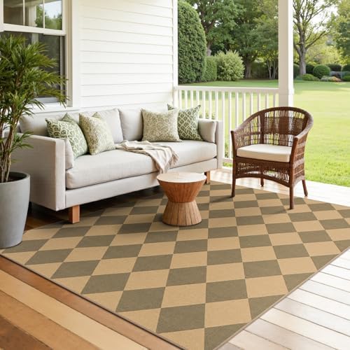 Lessymo Checkered Area Rugs 5x7 for Living Room, Washable Easy Jute Rug - Image 5