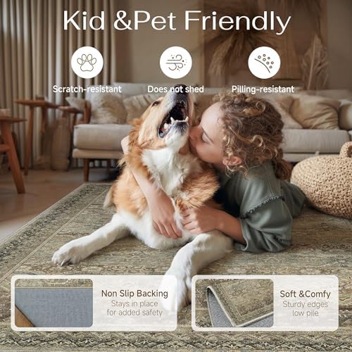 HUGEAR 5x7 Area Rugs Retro Brown Washable Rug - Image 4