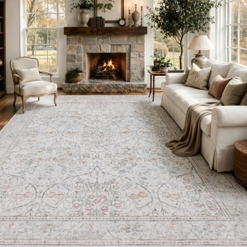 JOLLYVOGUE 8x10 Area Rugs for Living Room, Washable Rug, Beige by JOLLYVOGUE