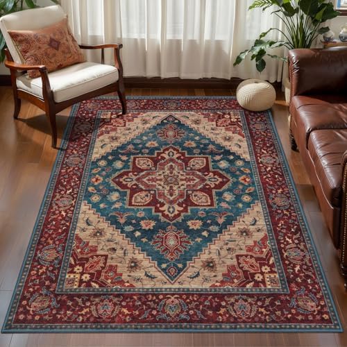 Tangsoo Oriental 3x5 Rugs, Washable Non Slip Accent Rugs for Entryway Red by Tangsoo