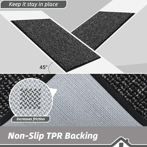 BEQHAUSE Kitchen Rugs and Mats 2PCS Non-Slip, 24"x36"+24"x60", Black - Image 4