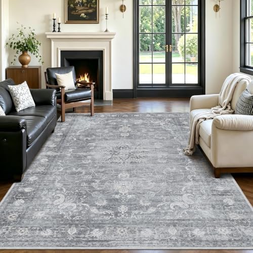 Washable Rugs 5x7 Gray,Non Slip Vintage Area Rug for Living Room by TTelephant