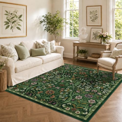 5x5 Square Rug Floral Washable Rugs Living Room Indoor Carpet - Image 2