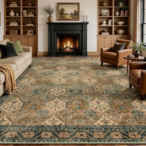 8x10 Area Rugs for Living Room Bedroom, Vintage Distressed Moroccan Brown by Lofus