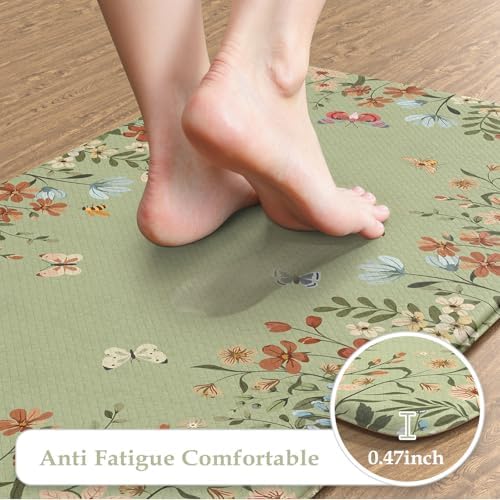 KIMODE Kitchen Mats for Floor Anti Fatigue,Farmhouse Kitchen Rugs Sets of 2 - Image 3