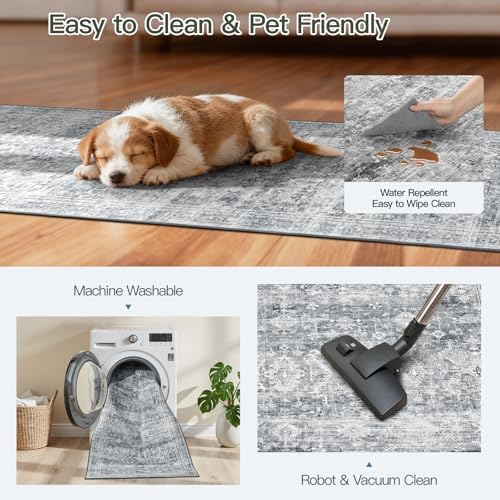 Lofus 2X6 Area Rugs for Hallways, Grey Washable Non-Slip Kitchen Runner Rug - Image 5