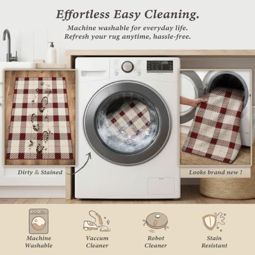 JTJ Easy Jute 3x4 Entryway Rug, Red & White Plaid, Washable - Image 4