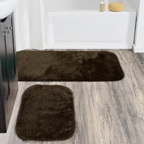 Garland Rug Traditional Nylon Washable Chocolate 2 Bath Rugs (21" X 34", 22" X 60") - Soft, Absorbent, and Stylish for Your Bathroom - Image 2