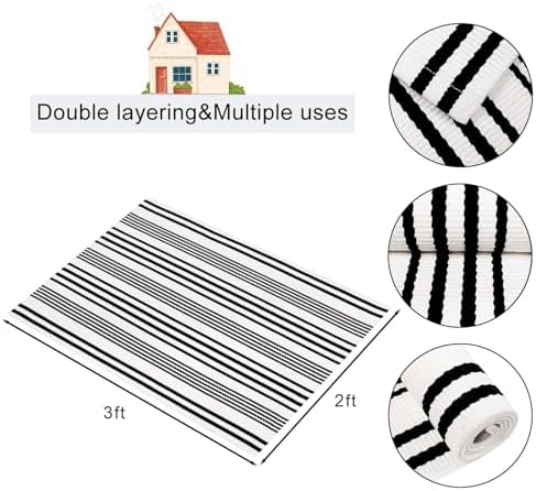 Front Door Mat 24"x35" Halloween Welcome Mat Black and White Outdoor Rug - Image 2