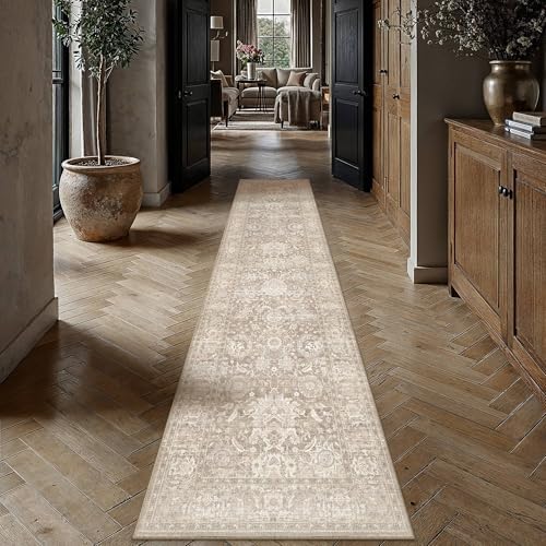 HUGEAR Hallway Runner Rugs 2x12 Beige Vintage Rug by HUGEAR