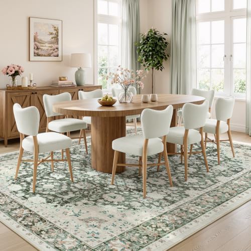 Lessymo 9x12 Area Rugs for Living Room,Large Washable Floral Carpet Brown - Image 3