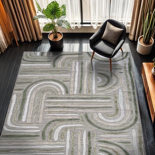 CAMILSON Indoor Outdoor Rug, Beige 6x9 Geometric Arch Striped Area Rugs for Patio and Home Areas, Easy-Cleaning Non-Shedding Living Room, Garden and Deck Washable Outside Carpet (6 x 9) - Image 6