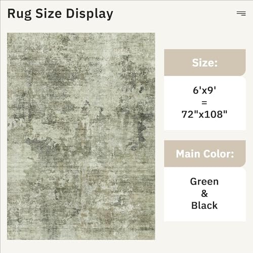 Soalmost Abstract Area Rug 6x9 for Living Room Washable Rugs Green Black - Image 5