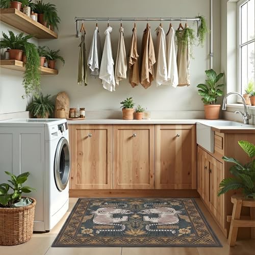 GarveeHome Boho Tiger Entryway Rug 2x3 Vintage Washable Front Door Rug - Image 3