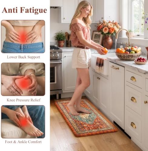 Collive Anti Fatigue Kitchen Mats, Boho Cushioned Kitchen Rugs, 20"x39" - Image 4