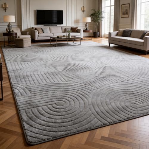 Grey Boho 8x10 Solid Color Area Rugs, Washable Rugs for Living Room by SWGRTCarpet