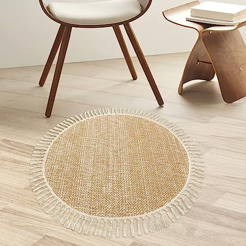 Collive Boho Round Area Rug, Soft Hand Woven Washable Bedroom Carpet 3ft - Image 6