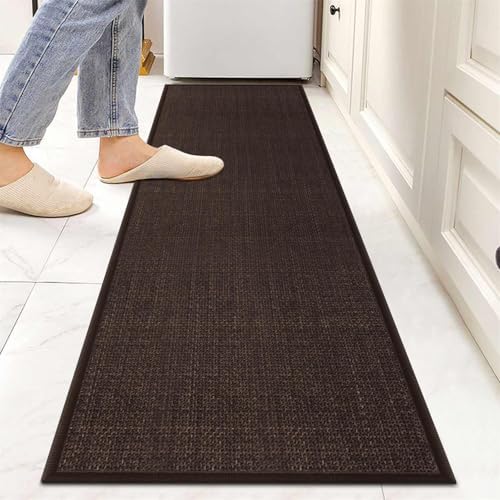 GOYLSER Kitchen Runners Non Skid Washable 6ft, Jute Long Hallway Runner Rugs Laundry Rug, Absorbent Fall Kitchen Rug Kitchen Sink Floor Mat, Deep Brown by GOYLSER