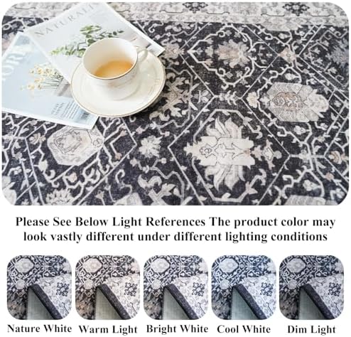 Hallway Washable Runner Rug - 2x7 Kitchen Rugs Entryway Rug Runner Vintage Soft Floor Mat Non Slip Indoor Farmhouse Carpet for Bathroom Living Room Bedroom (2 X 7, Black) - Image 3