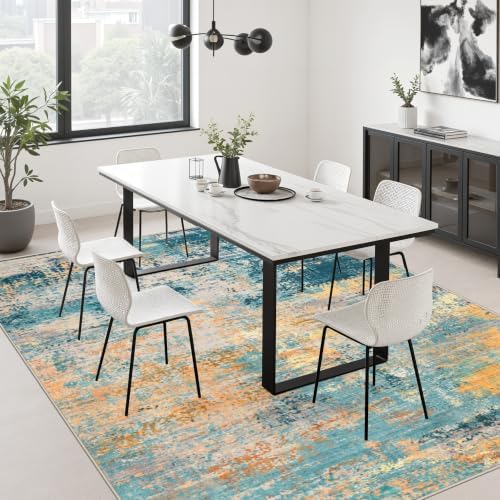 5x8 Area Rug Living Room: Modern Washable Soft Carpet Rosy Haze - Image 4