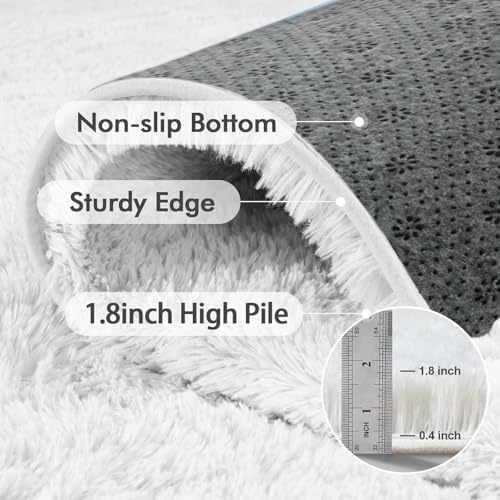 Area Rugs for Living Room, 5x7 Feet Soft Fluffy Shagg Plush Rug High Pile Large Indoor Modern Non-Slip Floor Carpet for Bedroom Nursery Kids Home Room Dorm Decor Aesthetic White - Image 5