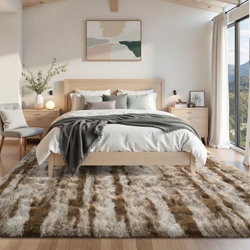 6x9 Ft Fuzzy Rugs for Living Room,Khaki Neutral Bedroom Area Rug Non-Slip,Carpet for Nursery Kids PlayRoom Indoor Modern Plush Carpets - Image 3