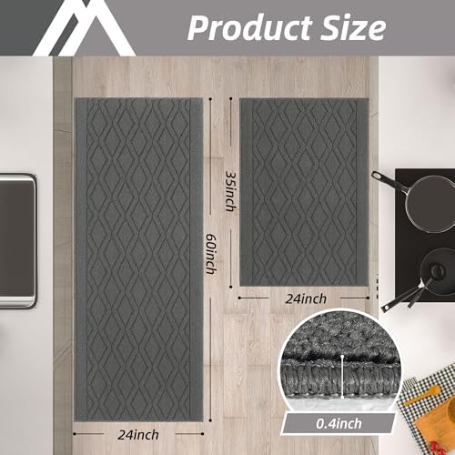 COSY HOMEER Kitchen Rugs Sets of 2 Non-Slip Washable,60x24Inch/35X24Inch - Image 2