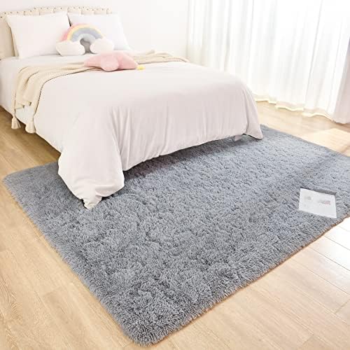 Chicrug Soft Area Rugs for Bedroom Living Room Plush Fluffy Rug 7x10 Feet, Shag Furry Area Rug Carpet Non Shedding for Nursery Children Kids Girls Room Home Decorative, Grey - Image 4