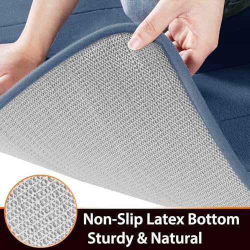 Yimobra Memory Foam Bath Mat, Super Soft Absorbent Bathroom Rug Non Slip, Quick Dry, Machine Washable Floor Carpet for Tub Shower, Home Decor Accessories, 24x17, Denim Blue - Image 6