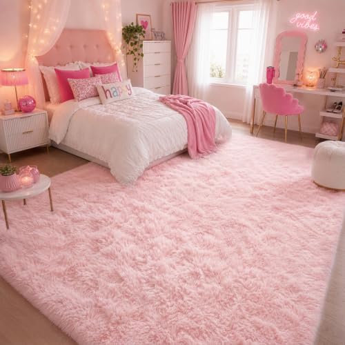 Pink Area Rugs for Girls Bedroom Living Room, Fluffy 4x6 Bedside Shag Rug - Image 5