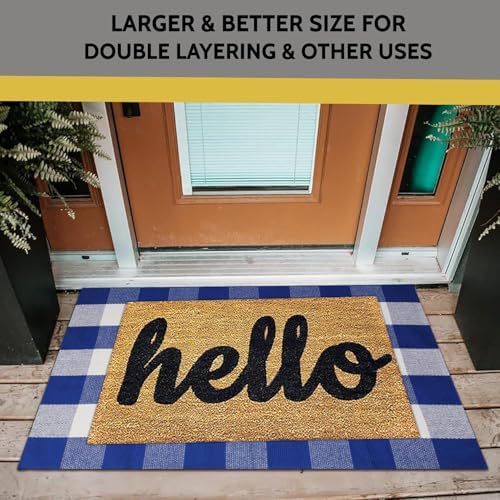 SEEKSEE Buffalo Plaid Outdoor Rug 27.5x43 Blue and White Front Door Mat, Layering Rug for Porch, Summer Doormat, Front Porch Rug for Outdoor Entrance Entryway Patio Porch Decor - Image 6