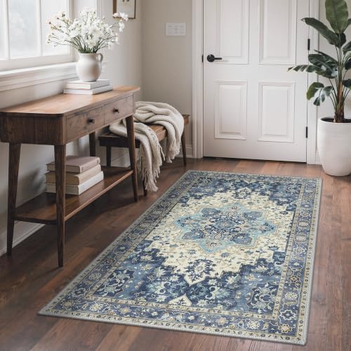 GENIMO Indoor Outdoor Rug, Washable for Patio and Deck, Navy Ivory, 3x5 - Image 6