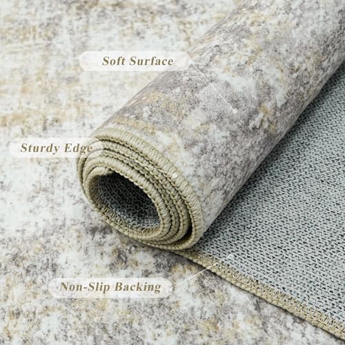 Kitchen Runner Rug 3x6 Washable - Non Slip Rugs for Entryway Hallway Soft Stain Resistant Bedroom Carpet Indoor Ultra Thin Modern Abstract Home Decor Floor Mat for Laundry Bathroom 3x6 Gray Gold - Image 6