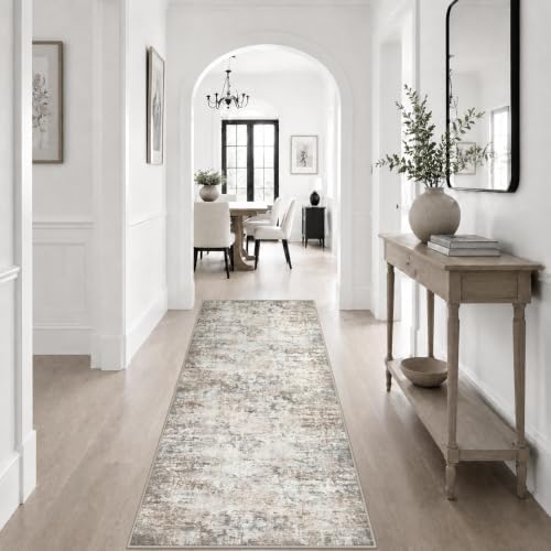 2x6 Washable Runner Rug：Modern Abstract Kitchen Soft Carpet Brown - Image 5